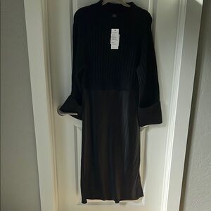 Saks Off 5th Black Long Sleeve Sheath Dress with Bell Sleeves